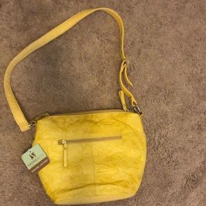 Yellow, genuine leather purse